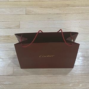 Authentic CARTIER Red Cord Medium Gift Shopping Bag 12” x 14”